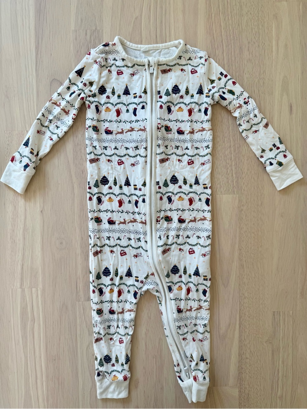 MORI Christmas Fairisle Clever Zip Baby Pajamas. Size 12-18 months